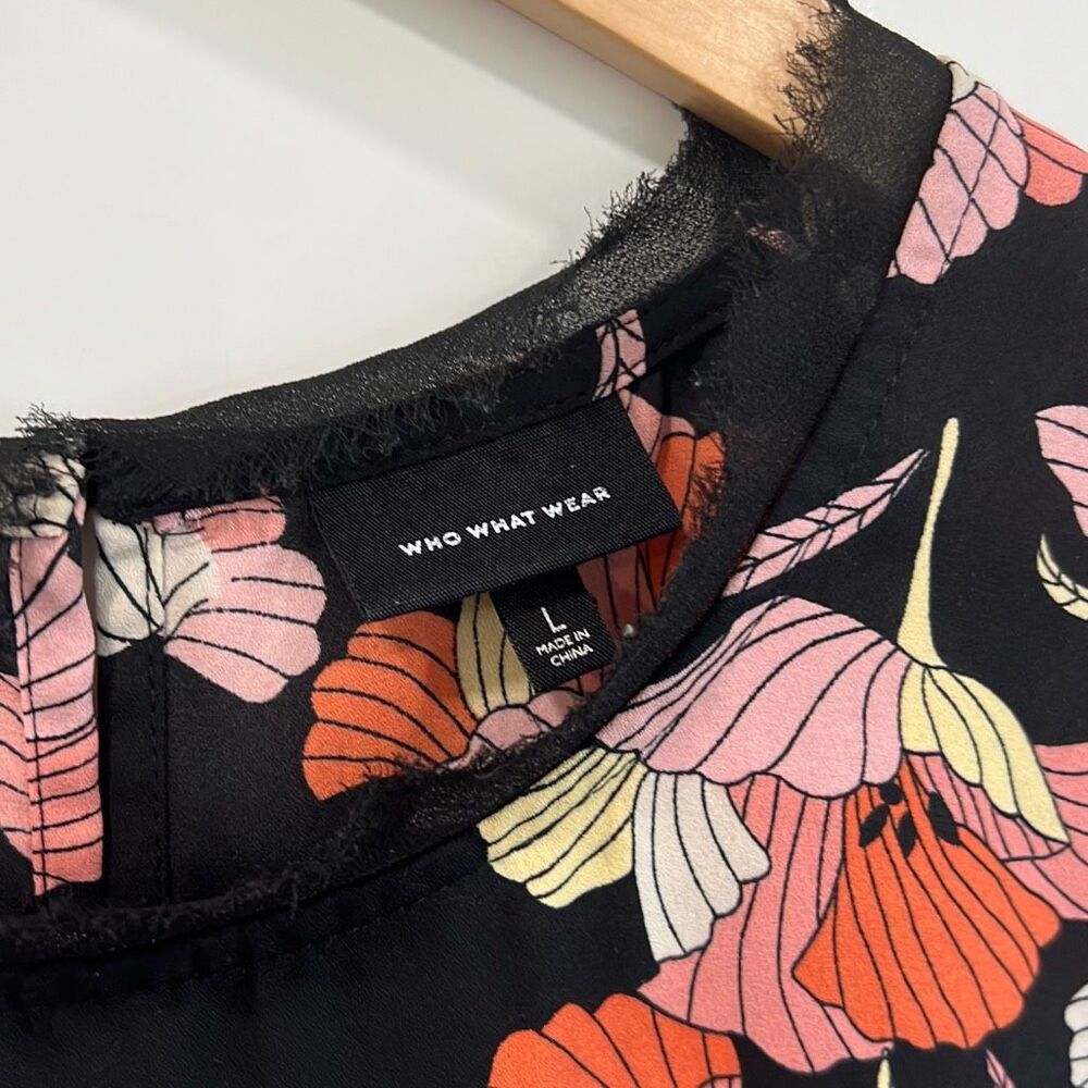 Who What Wear Floral Mock Neck Sleeveless Top L - Picture 2 of 4